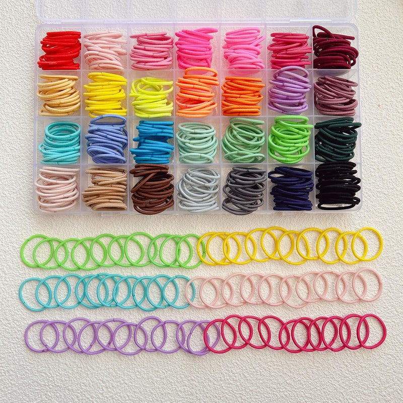 ELEMIRSA Baby Girl Hair Ties, 420pcs Small Hair Ties for Toddler Fine Hair Little Girl Tiny Finger Colorful Multicolored Hair Rubber Elastics with Organizer Box, 28 Multicolors 0.8 Inch in Diameter - Image 3